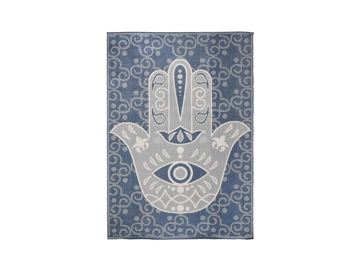 Tapis extérieur, kilim reversible 60x110 LYN2 L REVERSIBLE bleu et beige