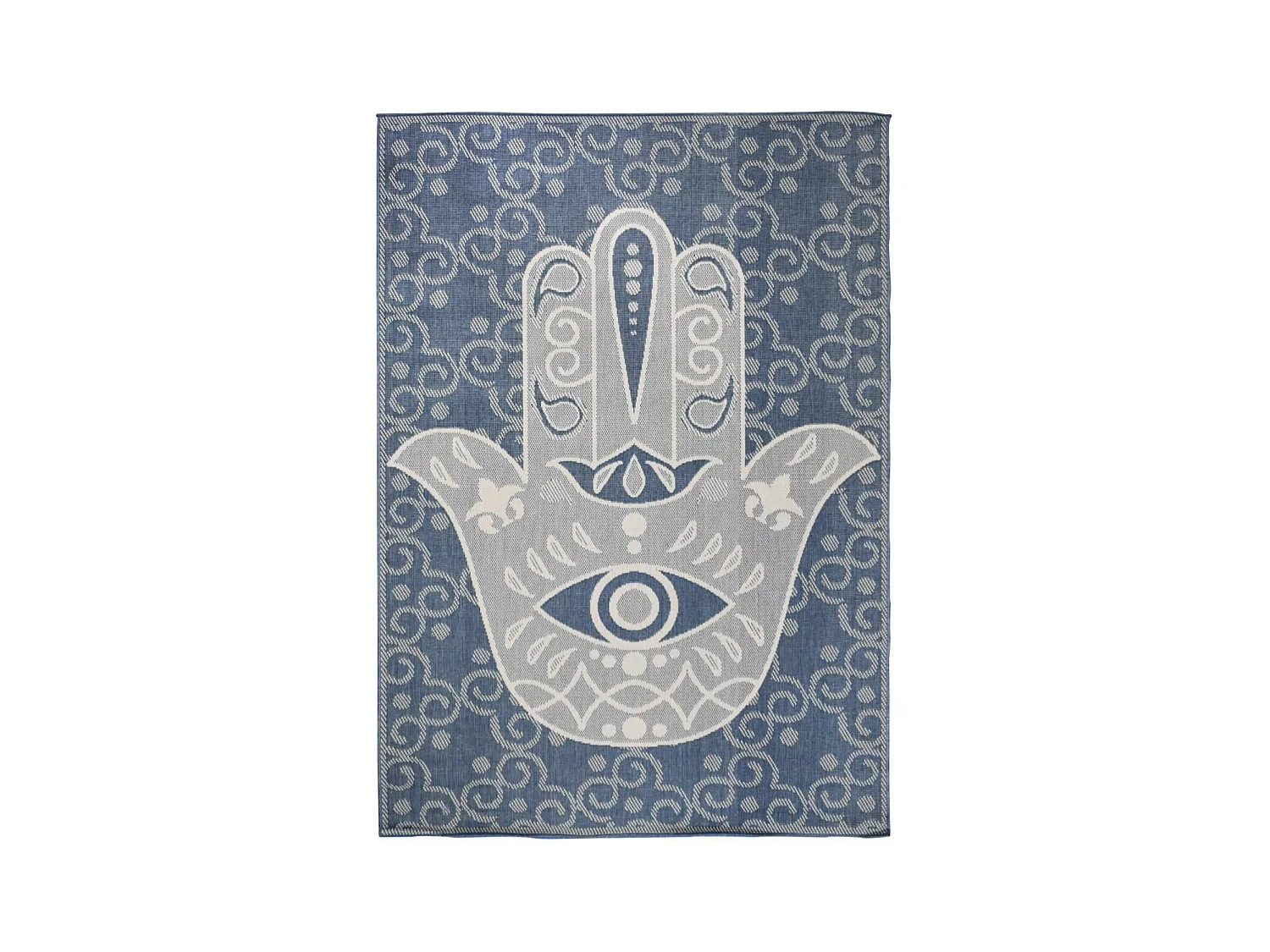 Tapis extérieur, kilim reversible 60x110 LYN2 L REVERSIBLE bleu et beige