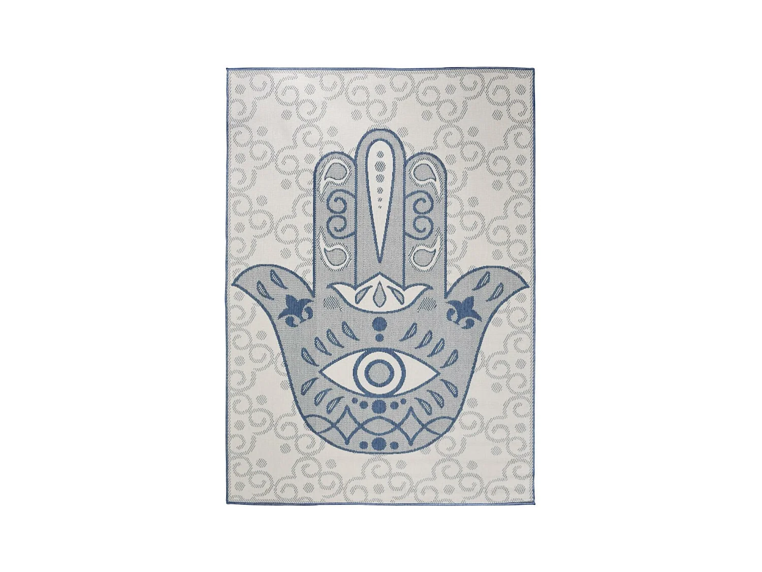 Tapis extérieur, kilim reversible 60x110 LYN2 L REVERSIBLE bleu et beige