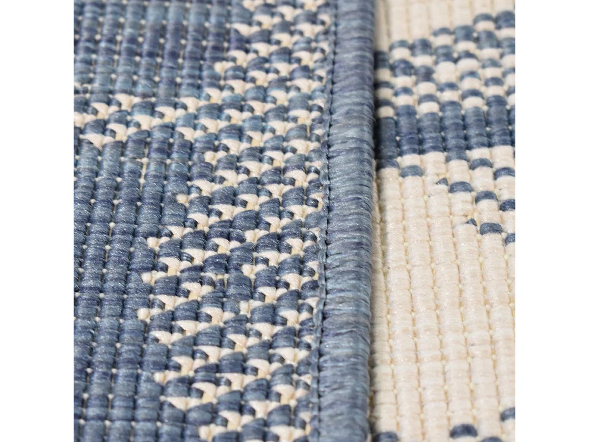 Tapis extérieur, kilim reversible 60x110 LYN2 L REVERSIBLE bleu et beige