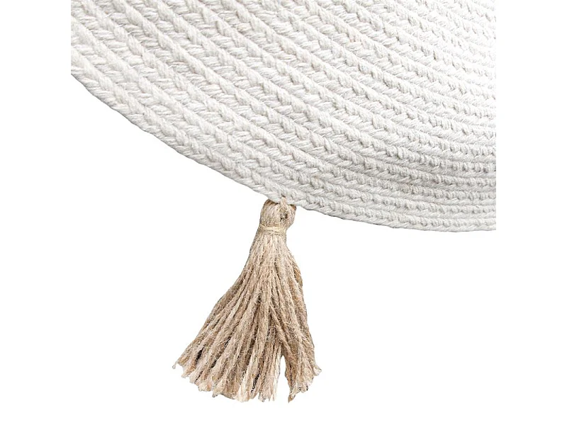 Tapis Rond Coton Pompon Beige 90cm Beige