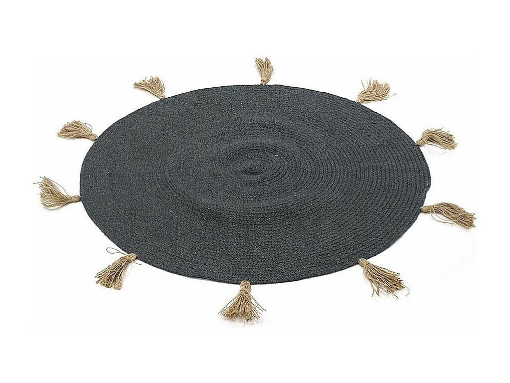 Tapis Rond à Pompons "Austin" 90cm Gris