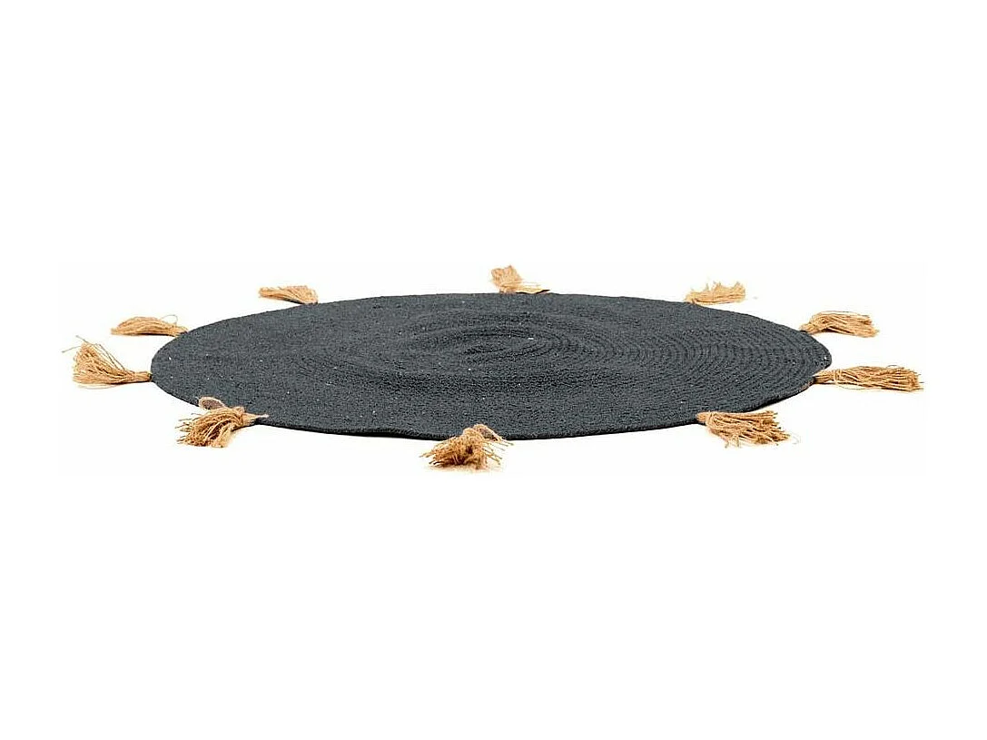 Tapis Rond à Pompons "Austin" 90cm Gris