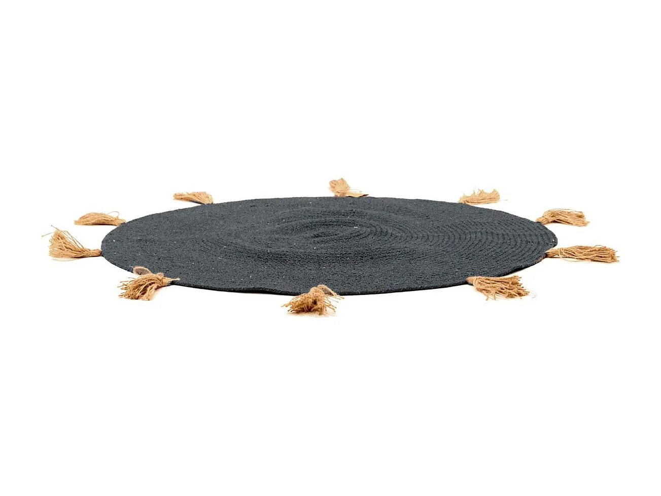 Tapis Rond à Pompons "Austin" 90cm Gris