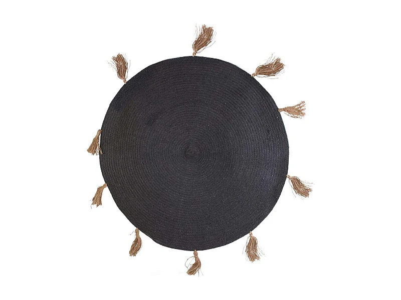 Tapis Rond à Pompons "Austin" 90cm Gris