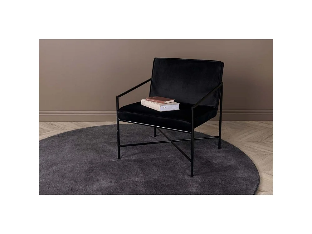 Undra vloerkleed Ø200 cm polyester donkergrijs.