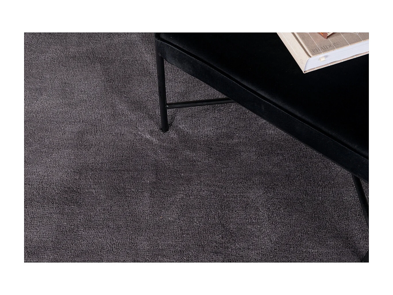 Undra vloerkleed Ø200 cm polyester donkergrijs.