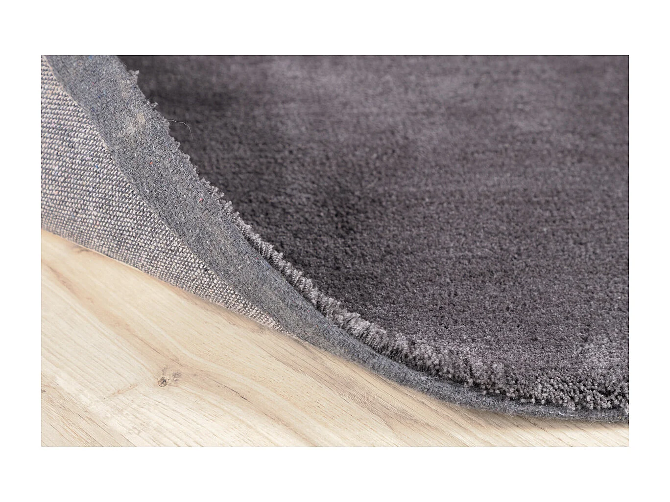 Undra vloerkleed Ø200 cm polyester donkergrijs.