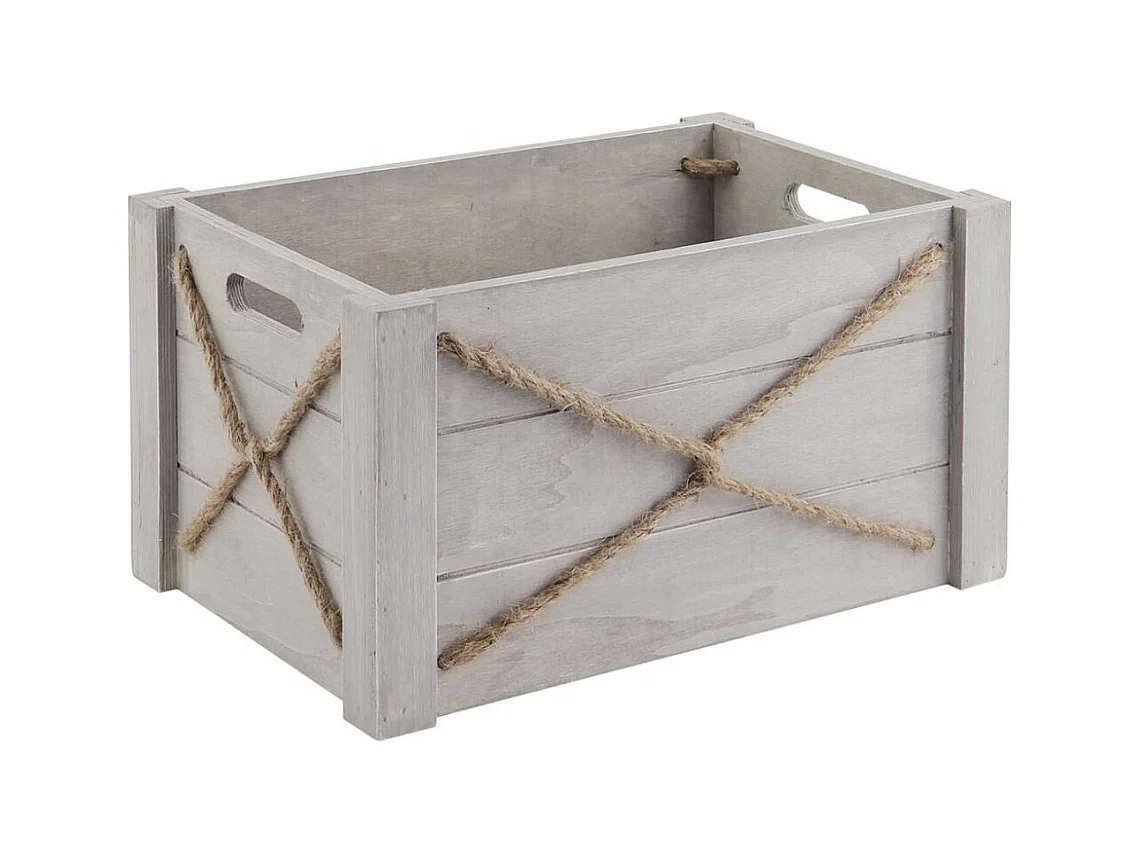 Caisse en bois patiné et corde (Lot de 3)