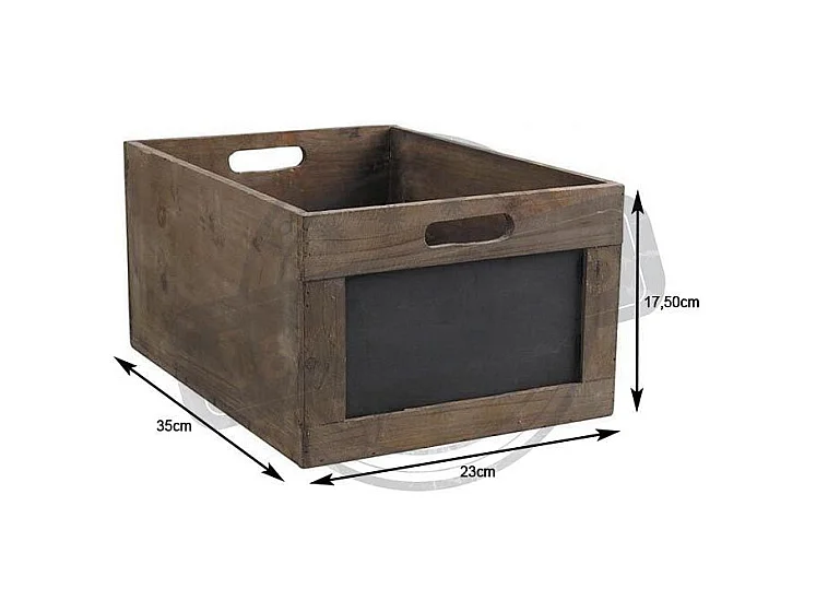 Caisse de rangement en bois avec ardoise 35 x 23 x 17,5 cm