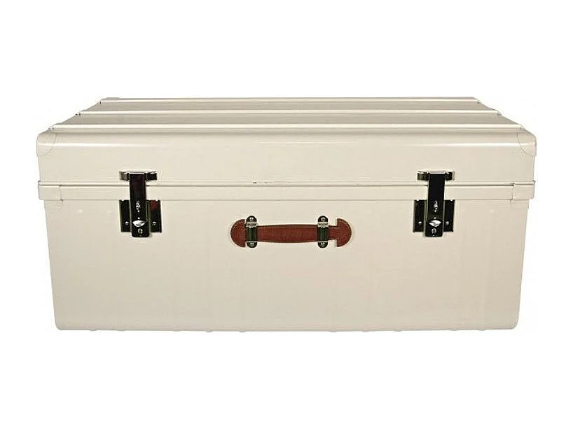 Malle métallique crème avec poignée simili cuir L100xH46xP55