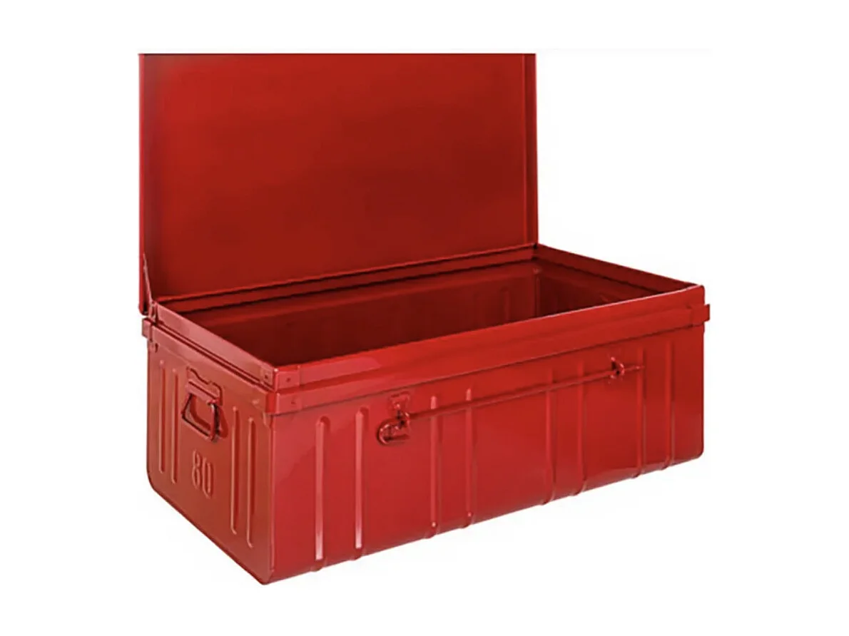 Malle de rangement en métal Habitat L100xH39xP55 - Capacité 175 litres-Rouge