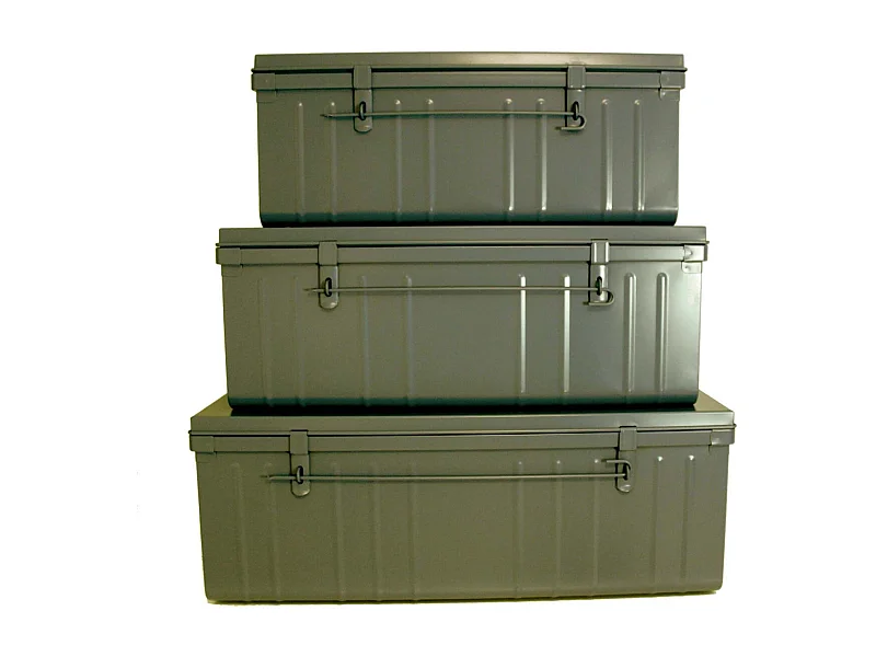 Set de 3 malles en acier Habitat 80 - 90 et 100 cm Kaki