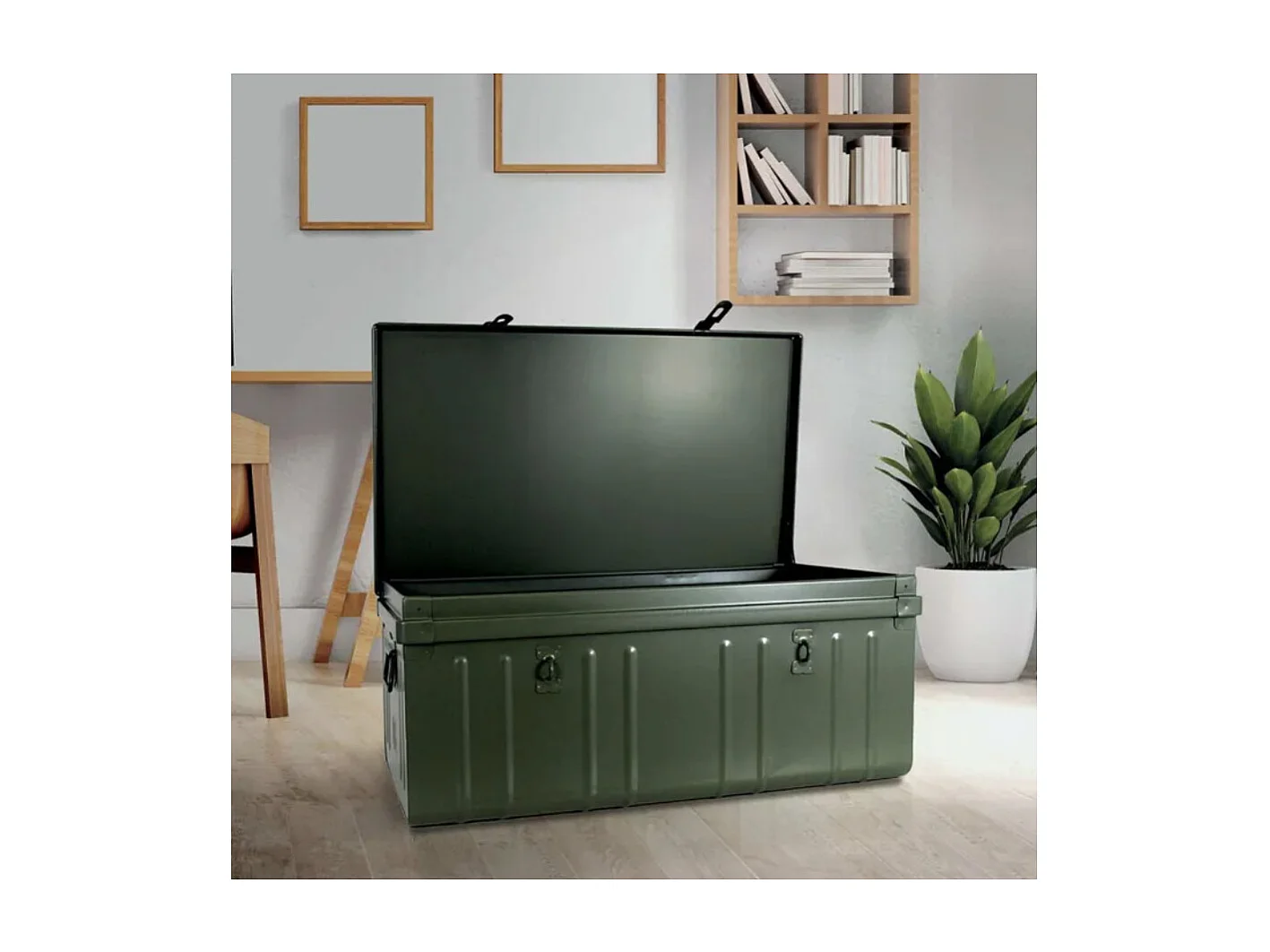 Lot de 3 malle de rangement en métal Habitat - Capacité 95 - 130 - 175 litre-Kaki