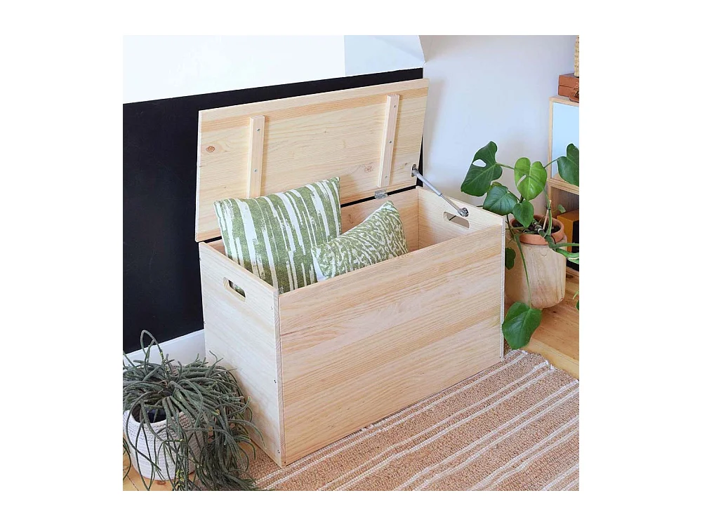 Coffre de rangement en pin brut 135 litres