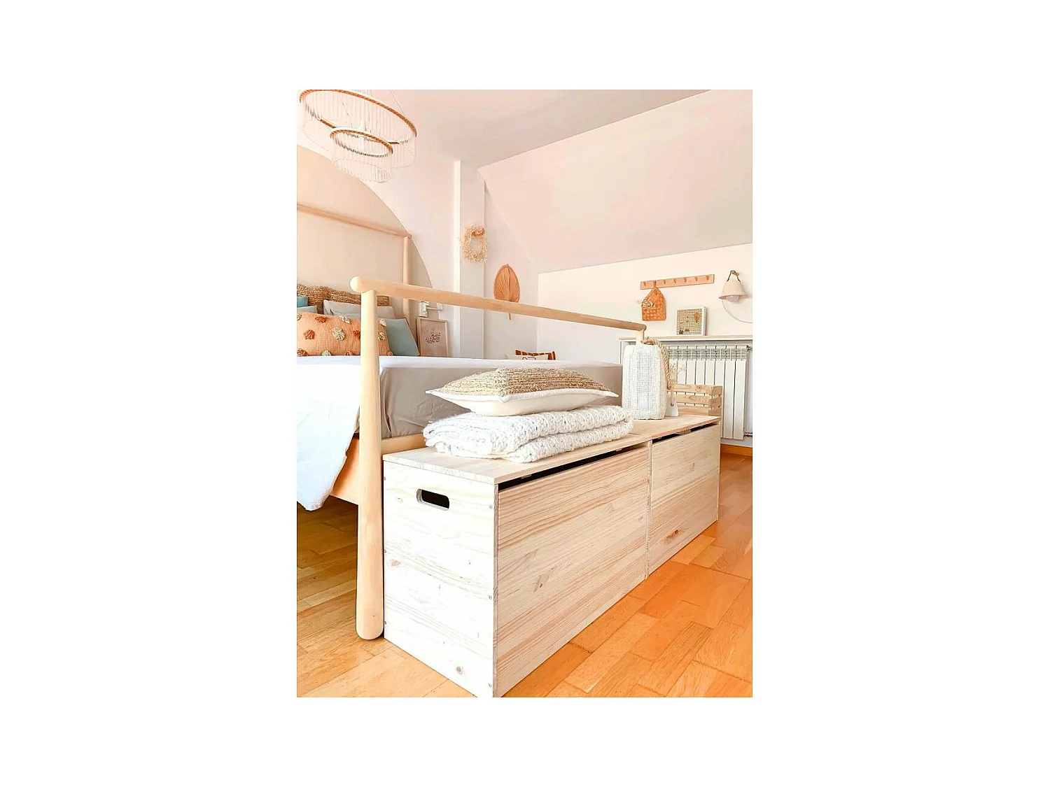 Coffre de rangement en pin brut 135 litres