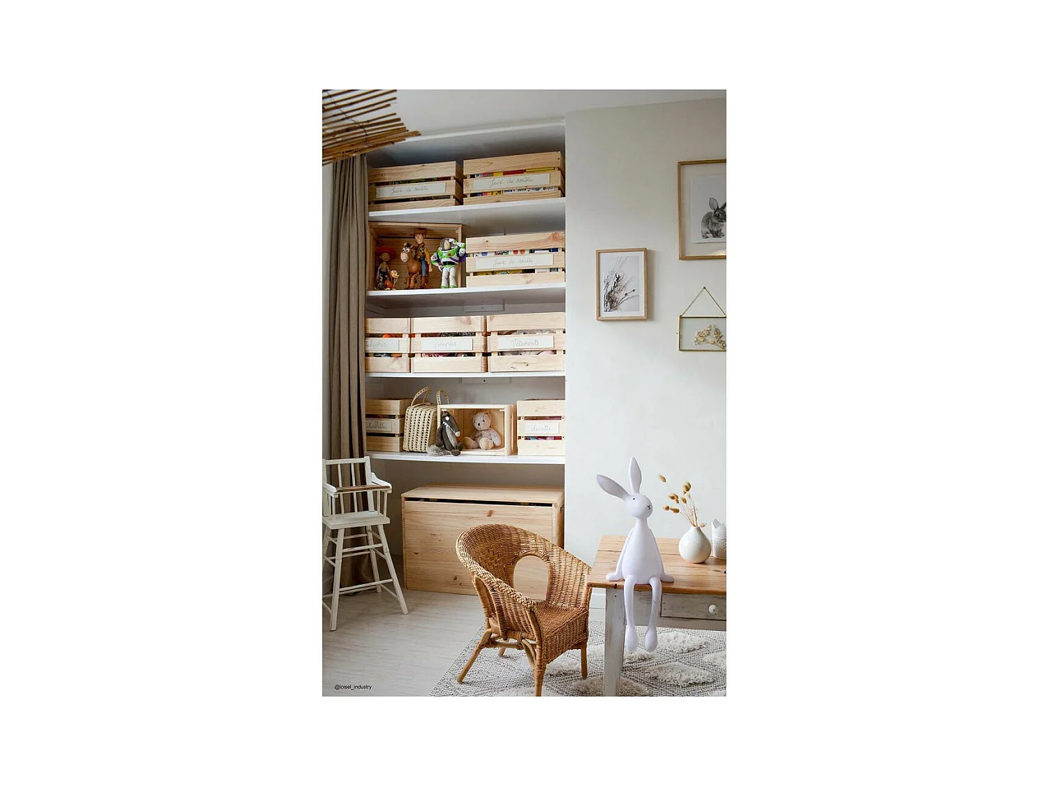 Coffre de rangement en pin brut 135 litres