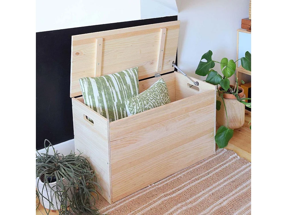 Coffre de rangement en pin brut 135 litres