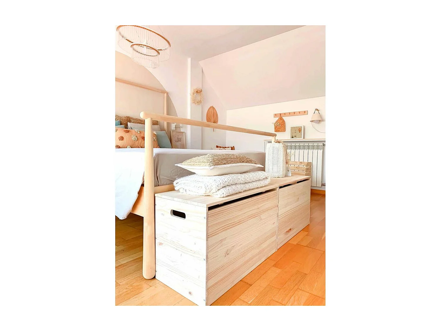 Coffre de rangement en pin brut 135 litres