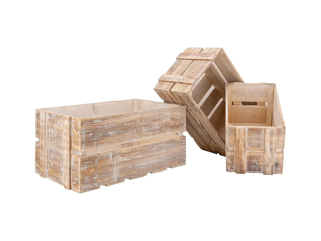 Caisse en bois vieilli (Lot de 3)