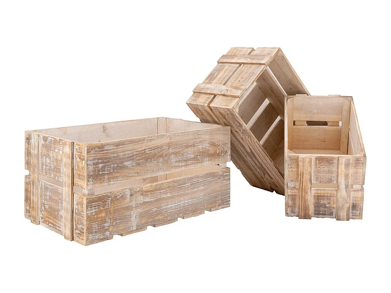 Caisse en bois vieilli (Lot de 3)