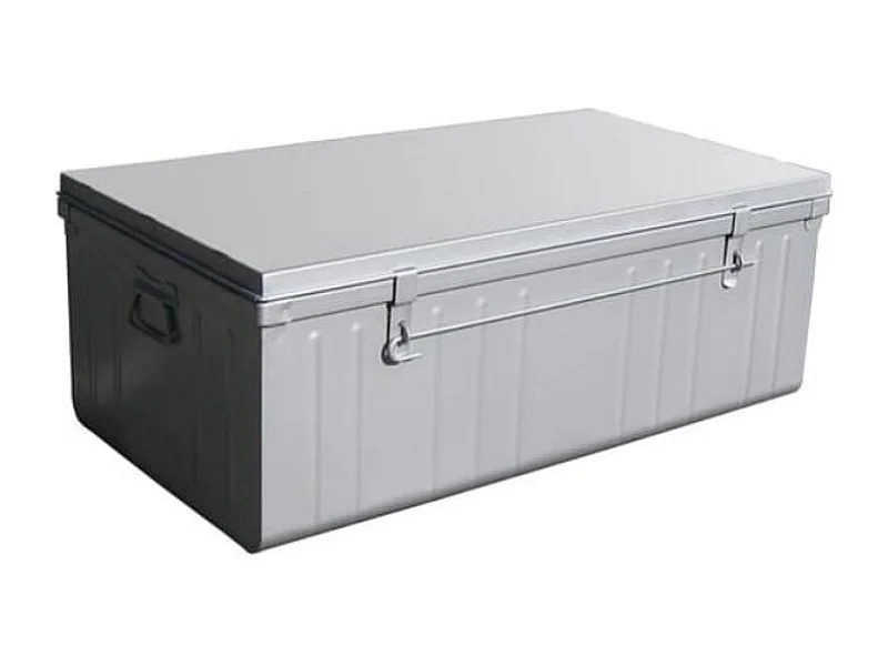 Malle de rangement métal gris alu Terra L100xH39xP55