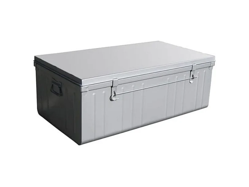 Malle de rangement métal gris alu Terra L100xH39xP55