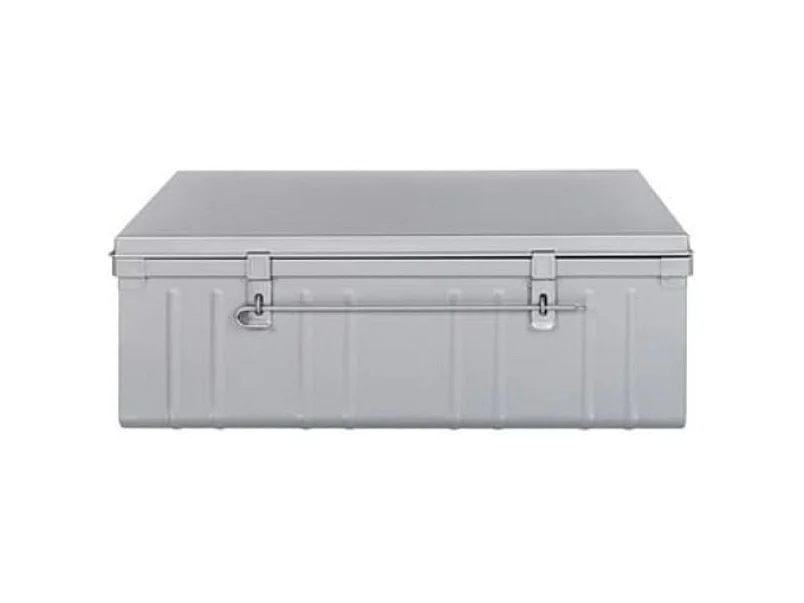 Malle de rangement métal gris alu Terra L100xH39xP55