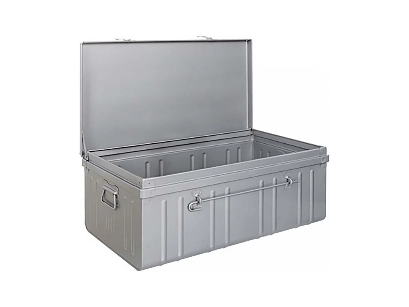 Malle de rangement métal gris alu Terra L100xH39xP55