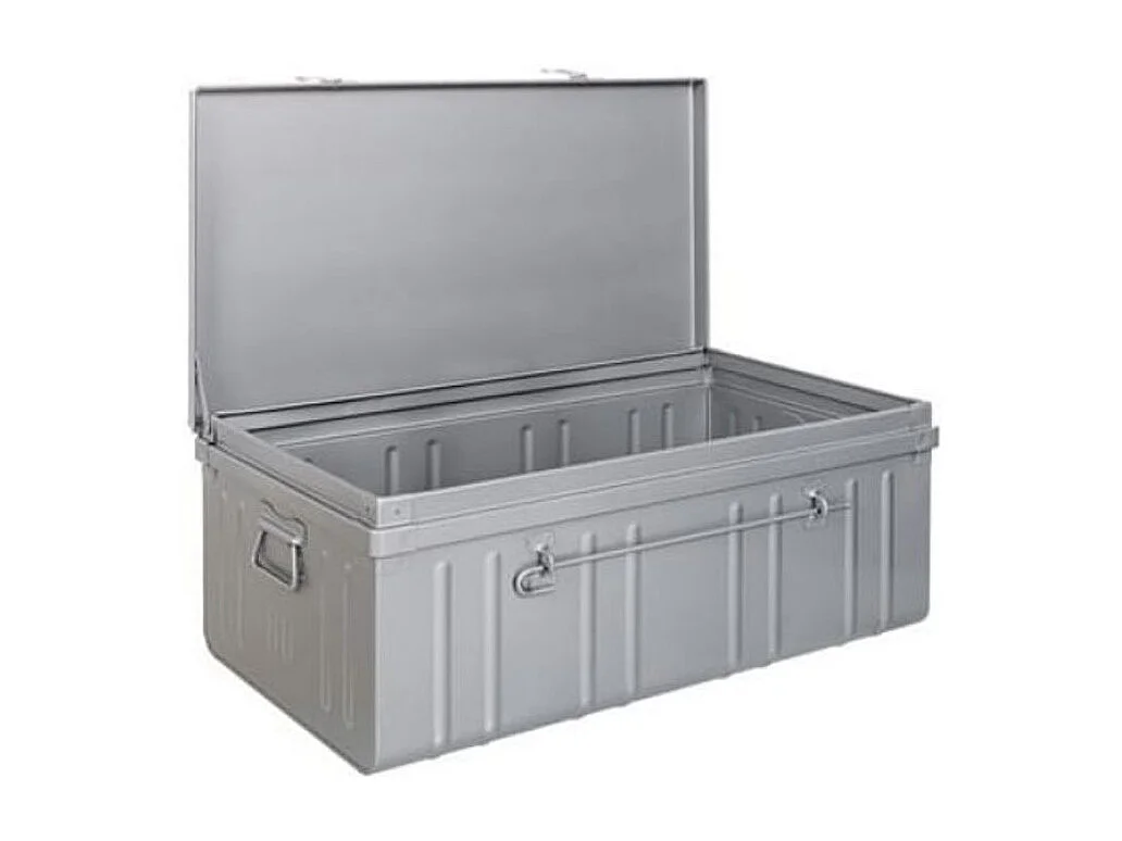 Malle de rangement en métal Habitat L100xH39xP55 - Capacité 175 litres-Alu
