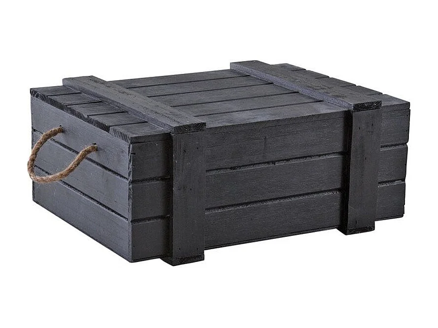 Coffre en bois peint noir