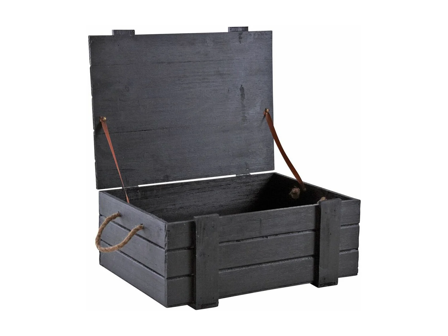 Coffre en bois peint noir