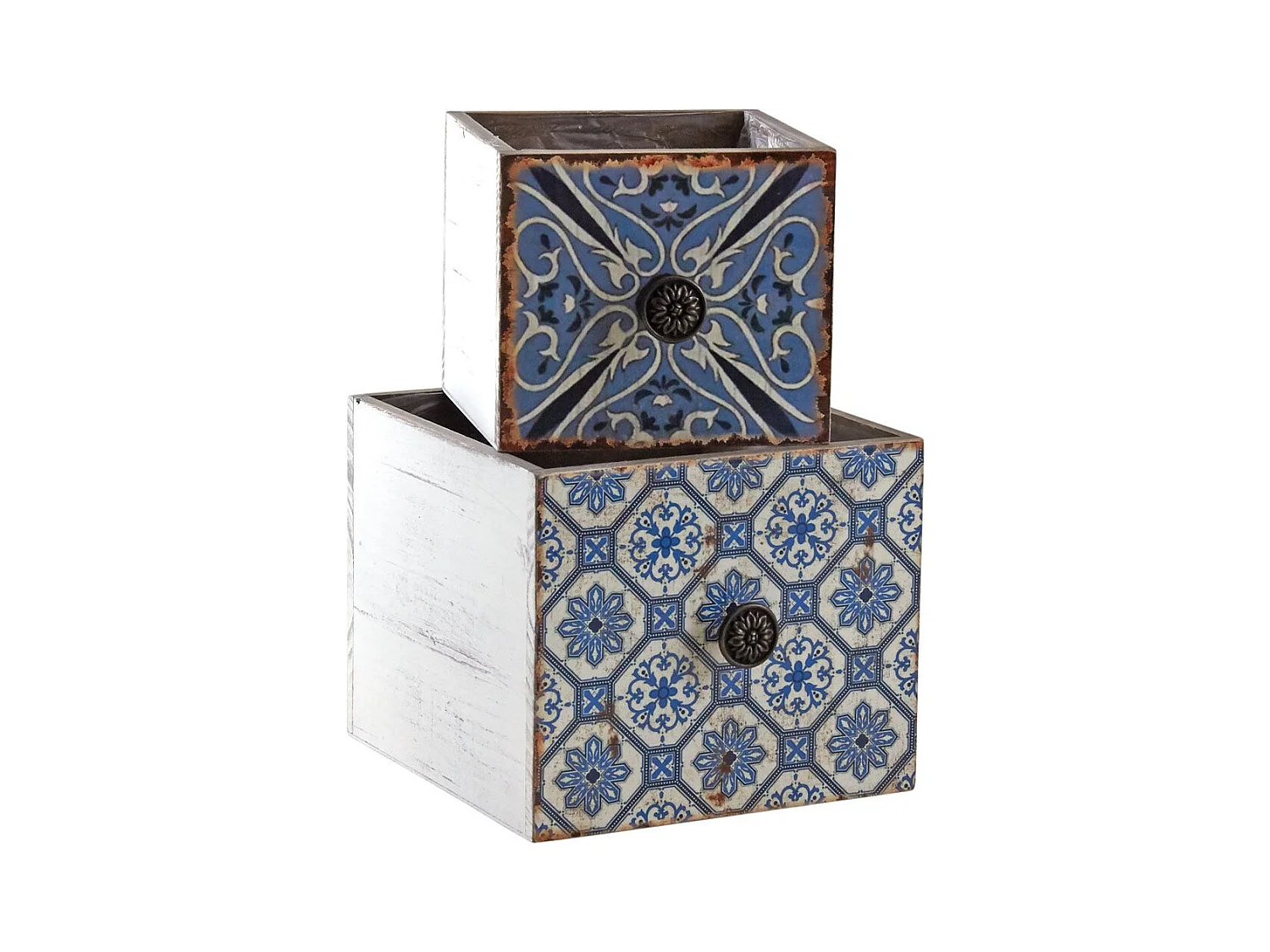 Corbeilles tiroirs motif mosaïque