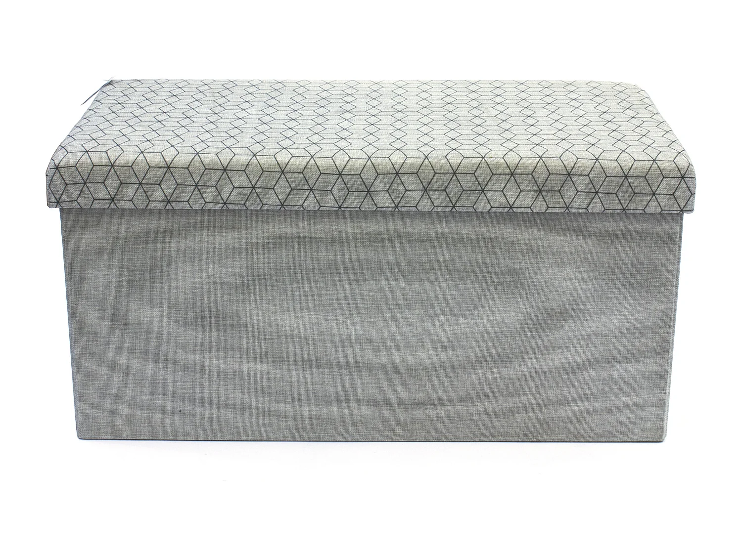 Coffre Banc Pliable Gris Motif Noir Gris