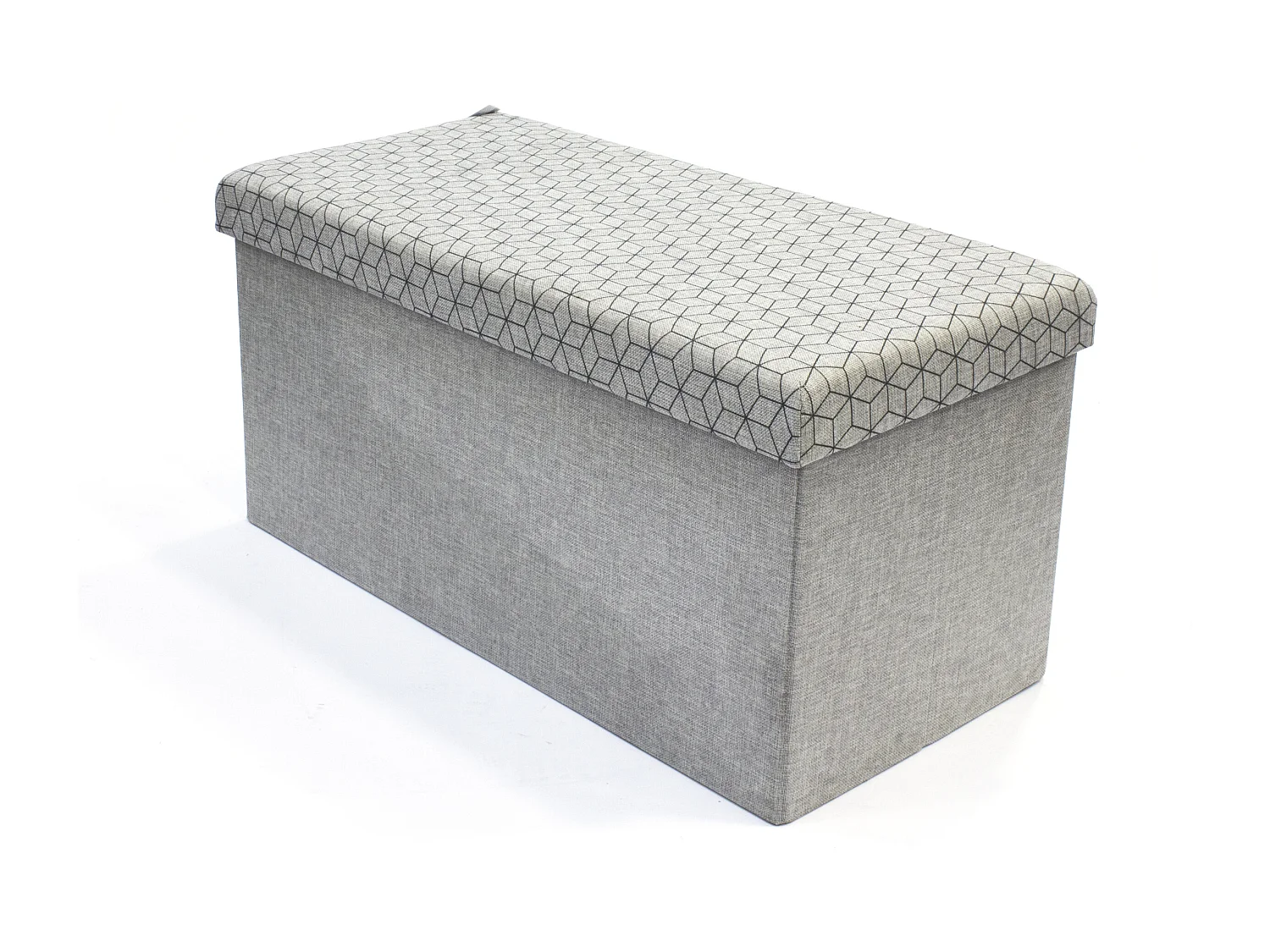 Coffre Banc Pliable Gris Motif Noir Gris