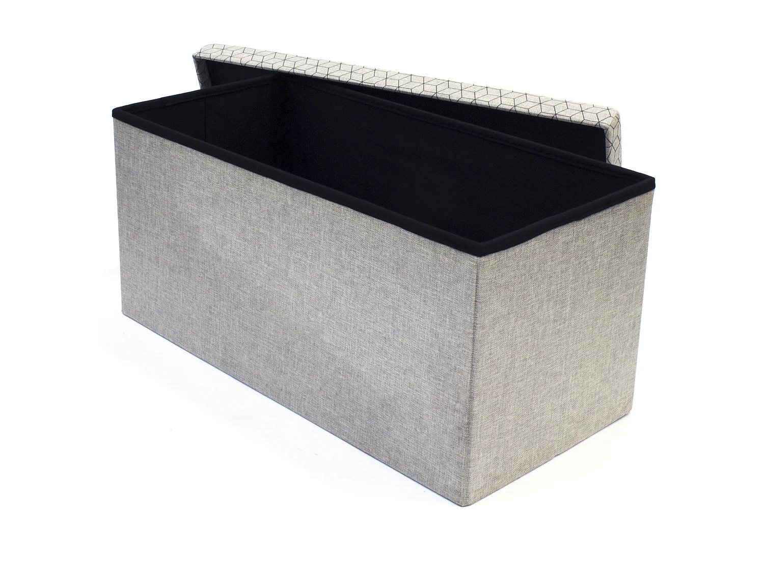 Coffre Banc Pliable Gris Motif Noir Gris