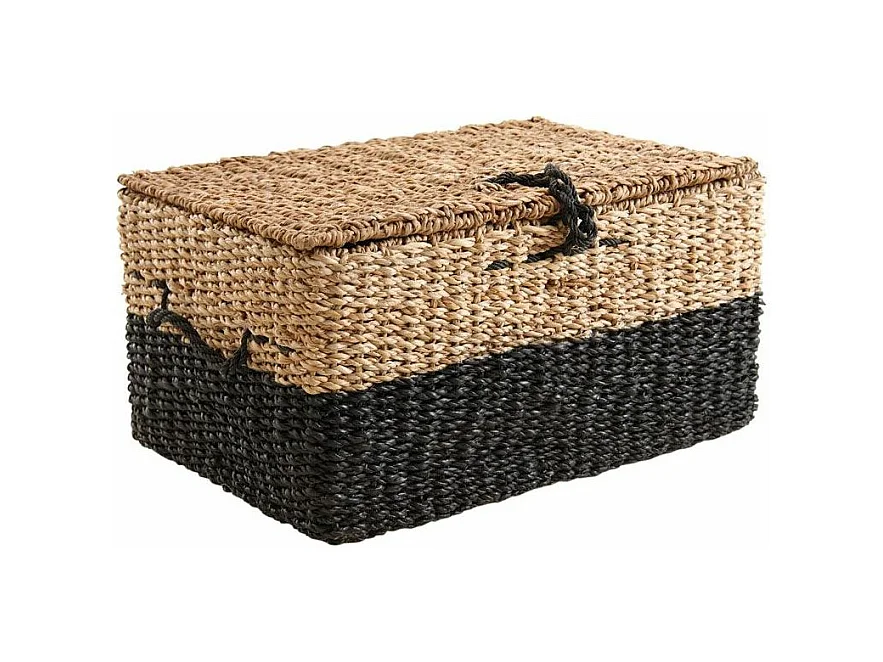 Malles en jonc de mer naturel et noir (lot de 3)