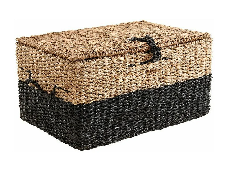 Malles en jonc de mer naturel et noir (lot de 3)