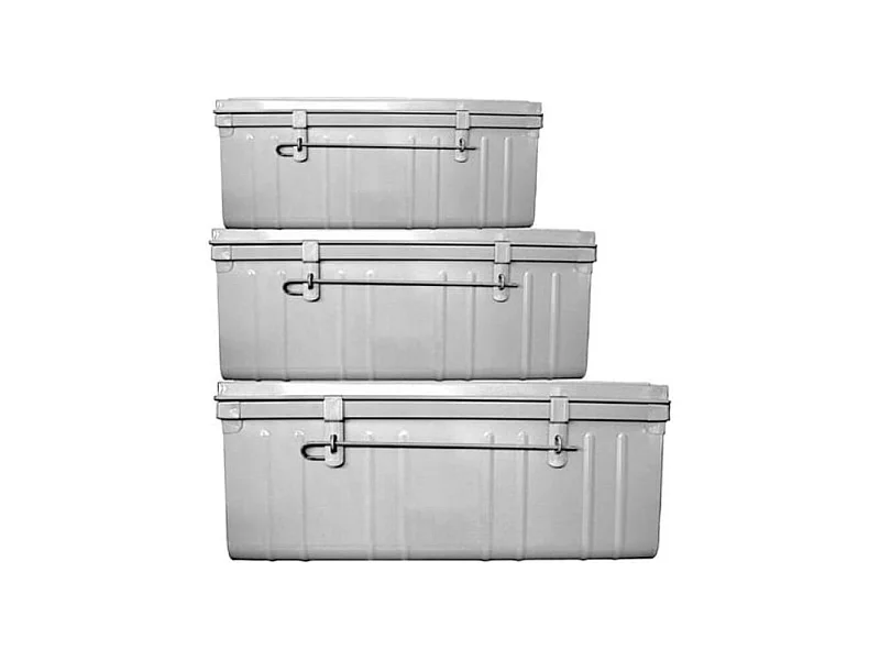 Malles de rangement métal gris alu Terra - Lot de 3