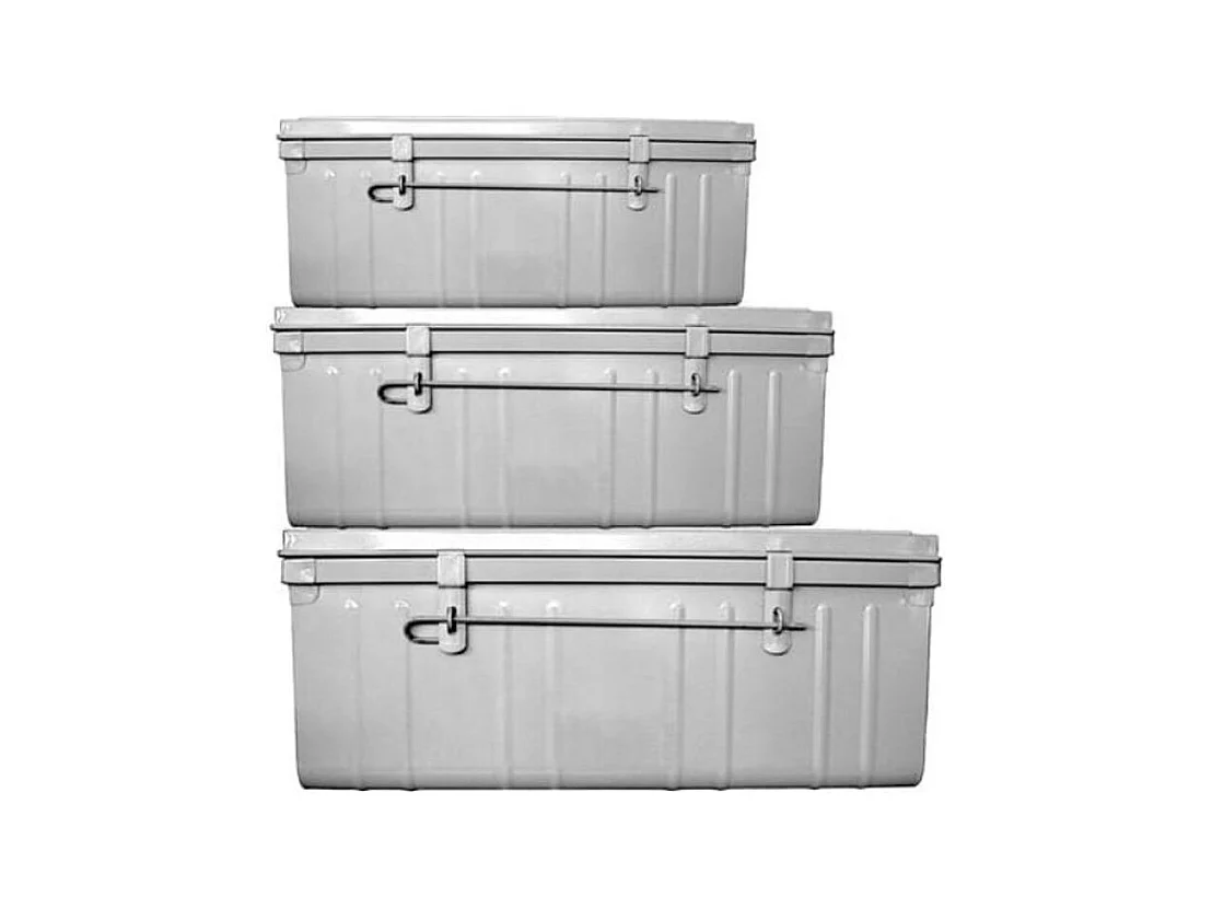 Malles de rangement métal gris alu Terra - Lot de 3