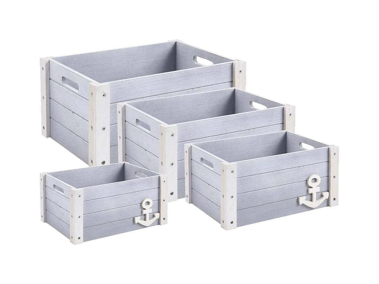 Caisse de rangement en bois Marina (Lot de 4)