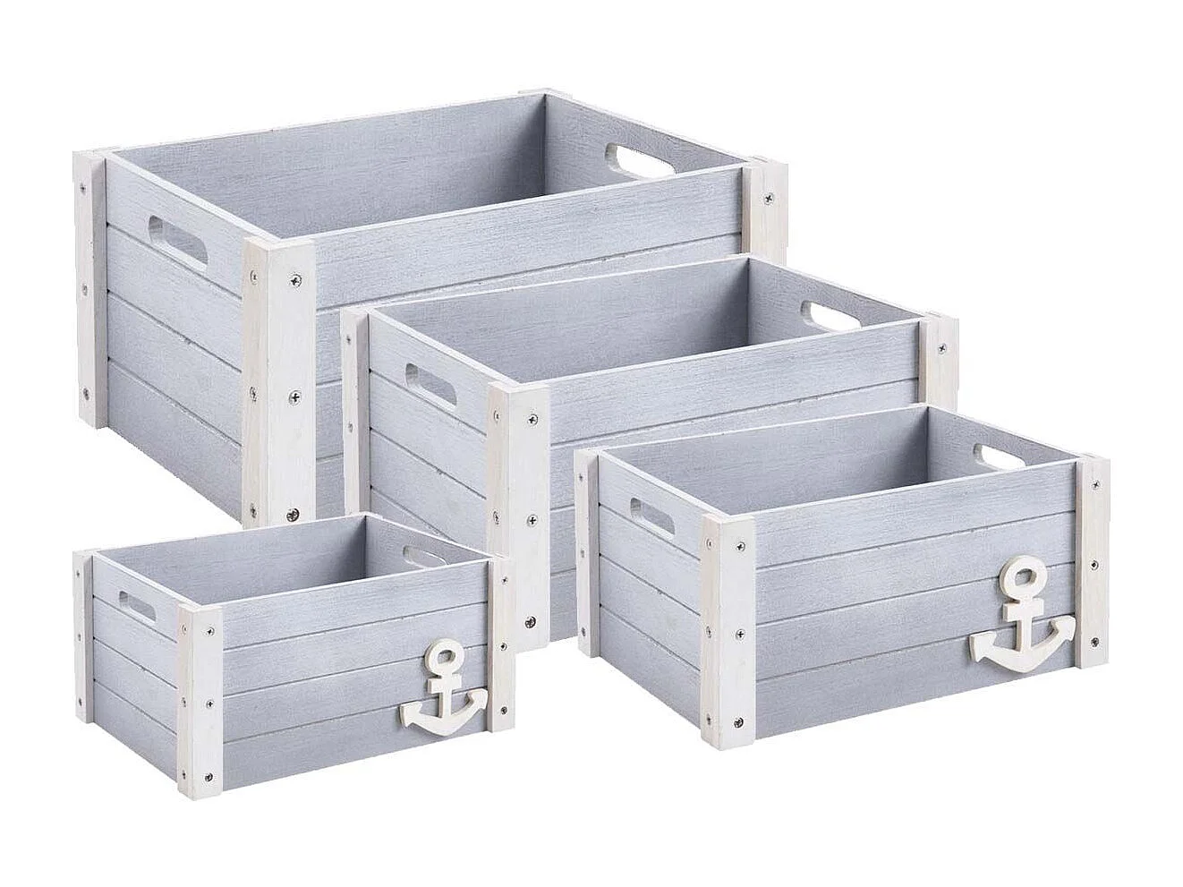 Ordnungskisten aus Holz "Marina" (4er-Pack)