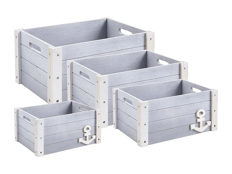 Caisse de rangement en bois Marina (Lot de 4)