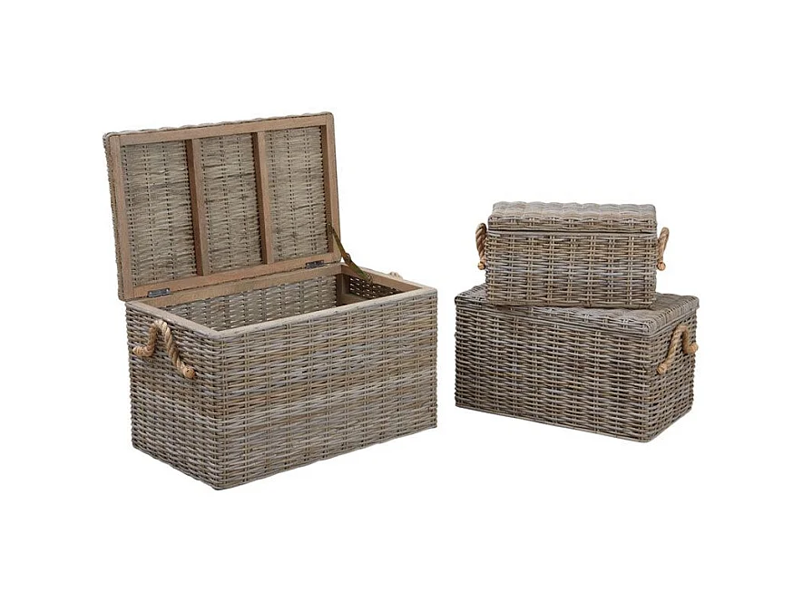 Coffres en poelet naturel (Lot de 3)