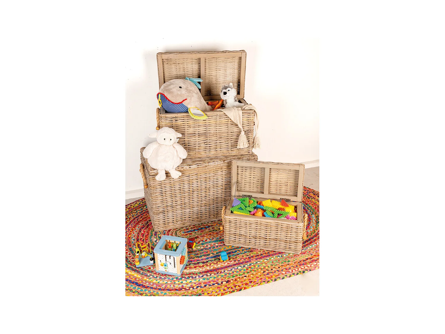 Coffres en poelet naturel (Lot de 3)