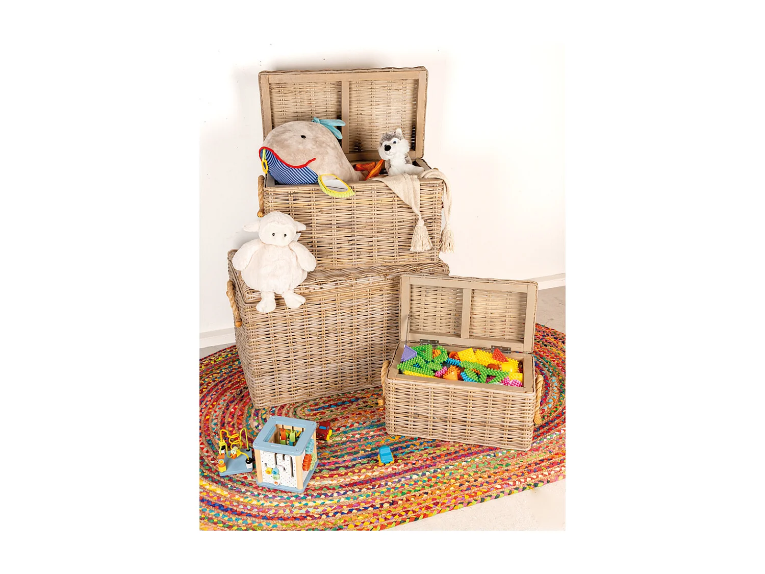 Coffres en poelet naturel (Lot de 3)