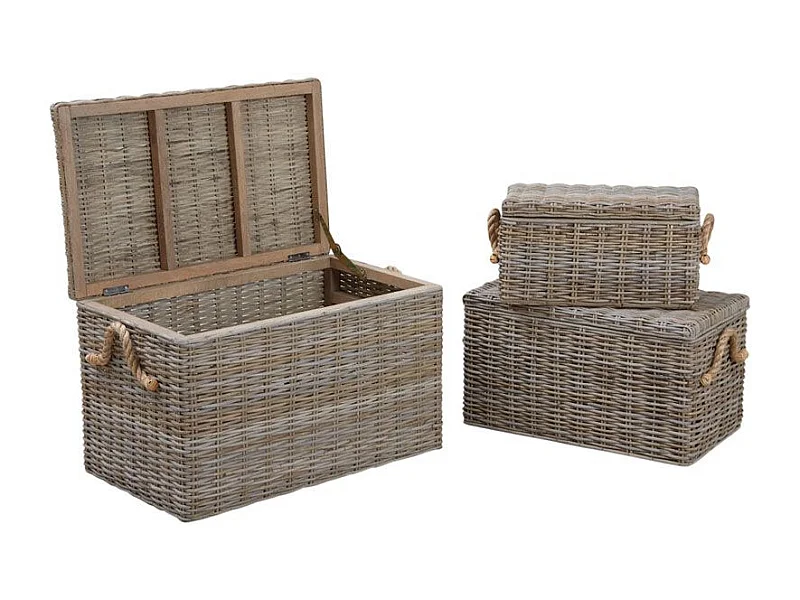 Coffres en poelet naturel (Lot de 3)