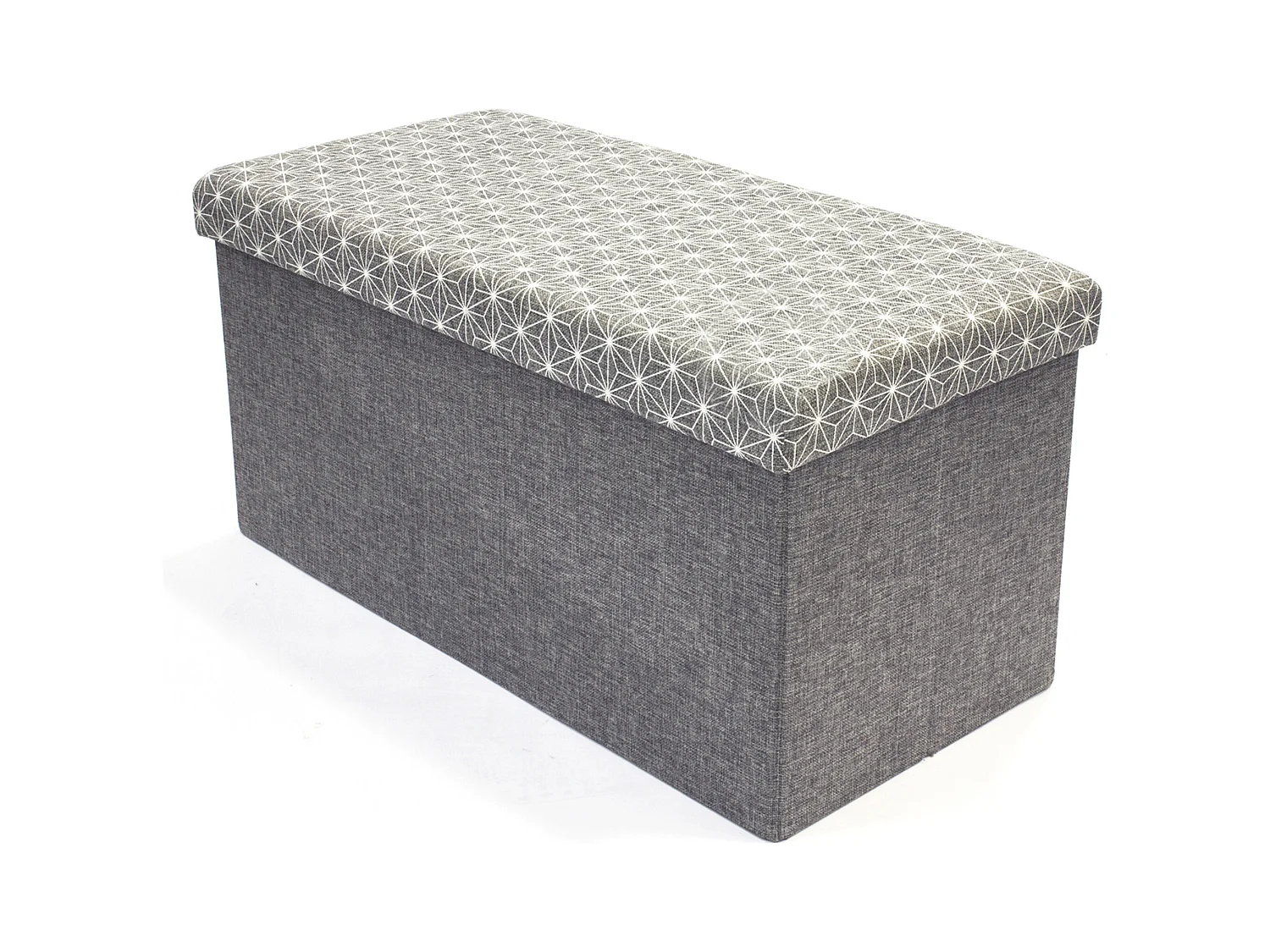 Coffre Banc Pliable Gris Motif Blanc Gris