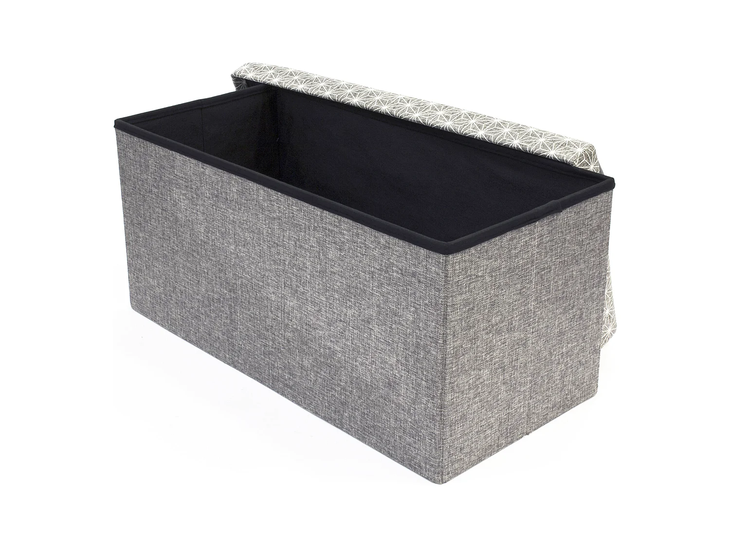 Coffre Banc Pliable Gris Motif Blanc Gris