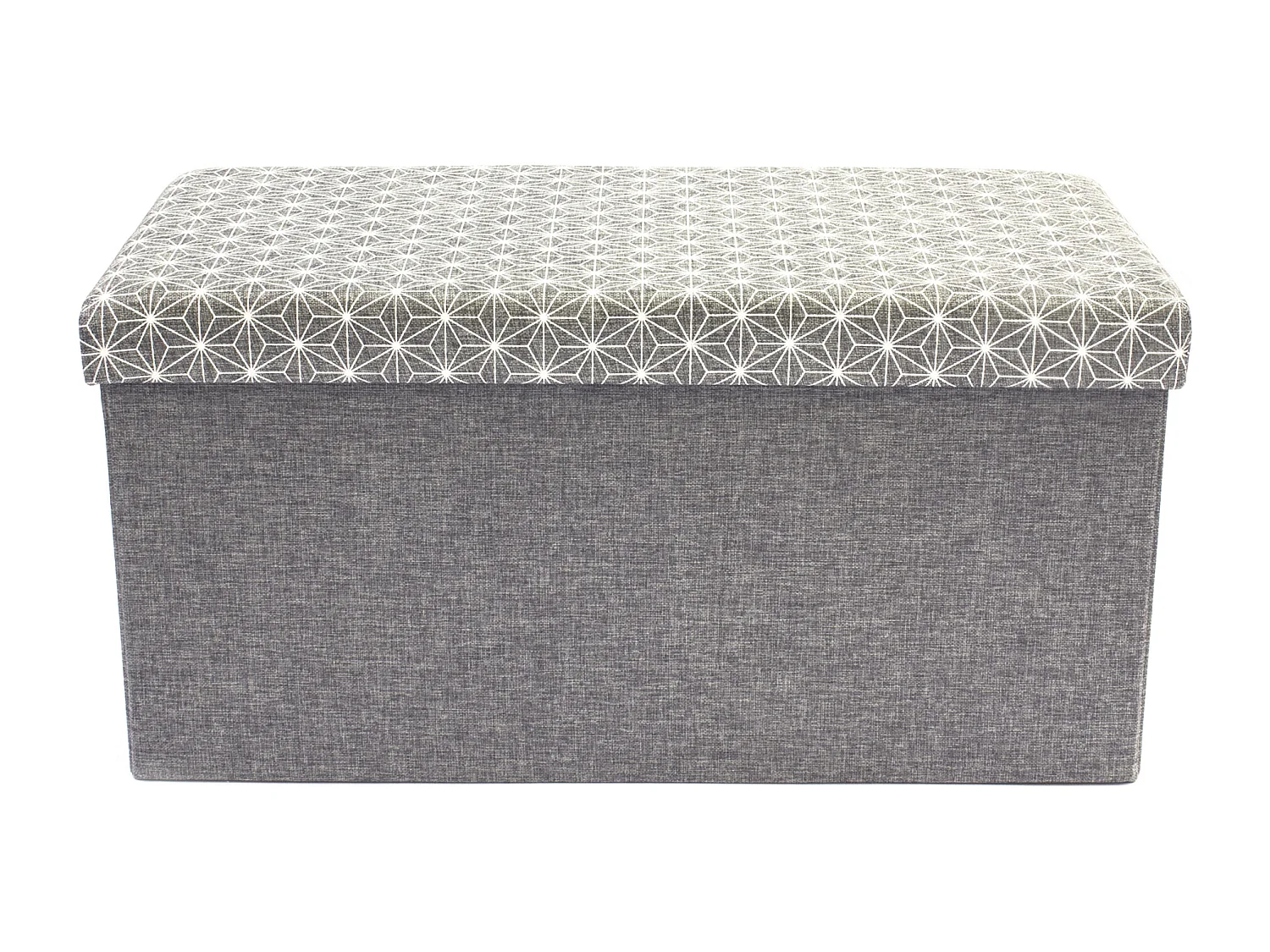 Coffre Banc Pliable Gris Motif Blanc Gris